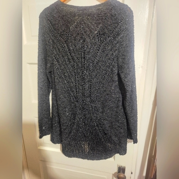 Papillon Blanc Sparkling Black V-Neck Sweater - Picture 6 of 6